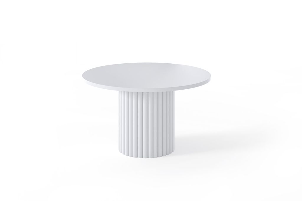 LOMELO Design Couchtisch rund Weiß Ø67 – Rillenfuß, 42 cm Produktbild 