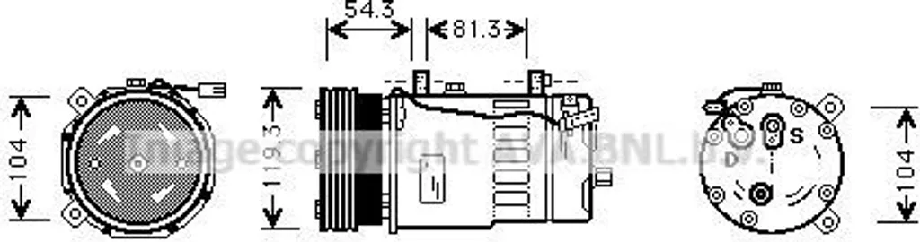 PRASCO VNAK280 Compresseur de Climatisation 7H0820803B pour VW T5
