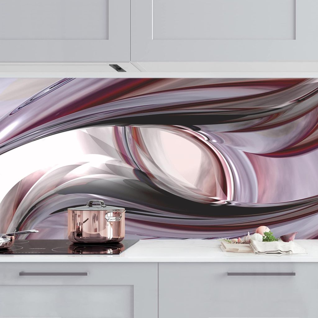 Küchenrückwand mit Motiv selbstklebend - 0.65 mm Wandpaneel wasserfest Design violett 3D-Effekt Abstrakt Spritzschutz fugenlos