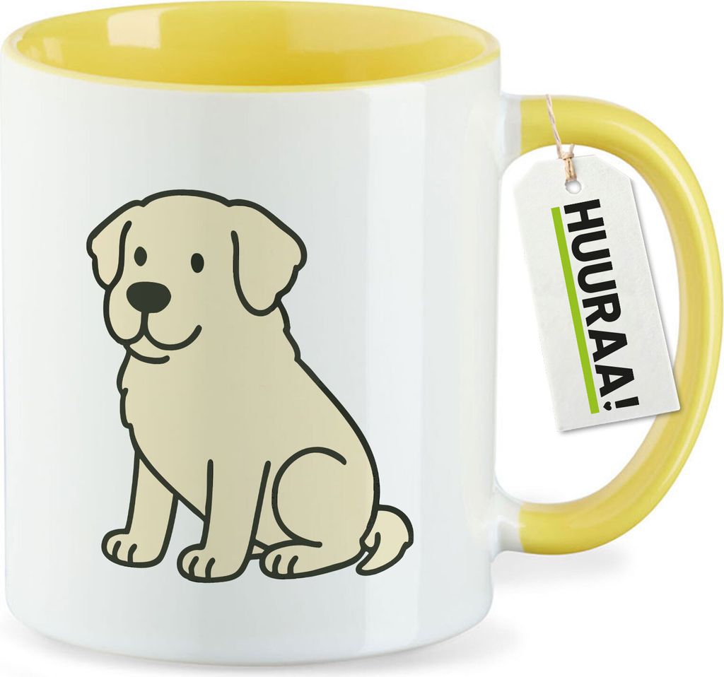 Huuraa Kaffeetasse Kuvasz Comic Kuvi 330ml Gelb Keramik Kaffeebecher Geschenkidee