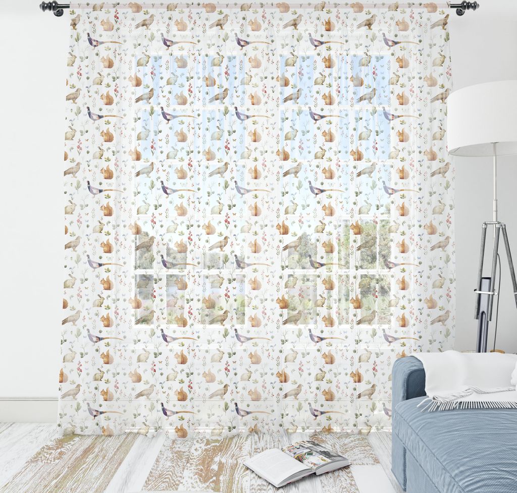 ABAKUHAUS Eichhörnchen Wandteppich, Flora und Fauna Blumen-und Vogel-Kaninchen-Aquarell Blick, Wohnzimmer Schlafzimmer seidiges Satin Wandtuch, 21...