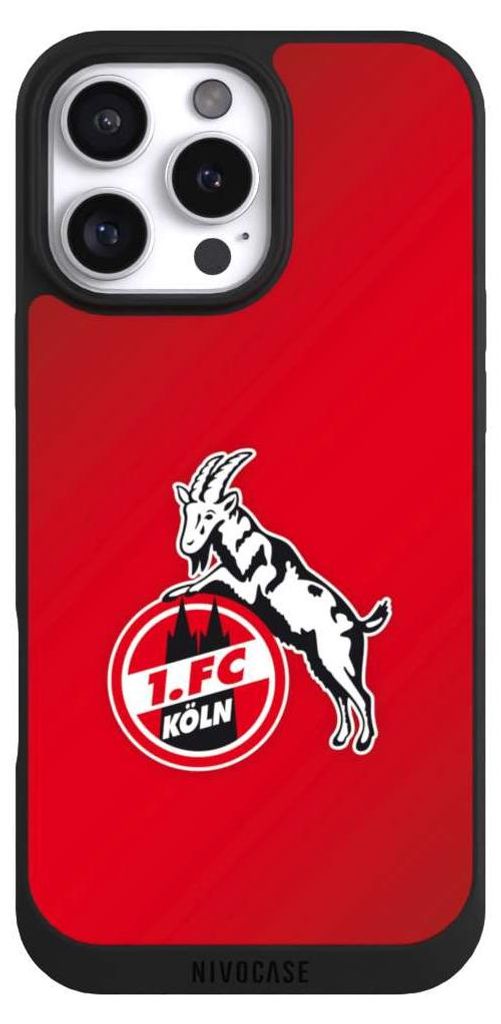 NIVOCASE Handyhülle für Apple iPhone 16 Pro Max Hülle NIVOpure Case Schwarz 1. FC Köln EffZeh Offizielles Lizenzprodukt