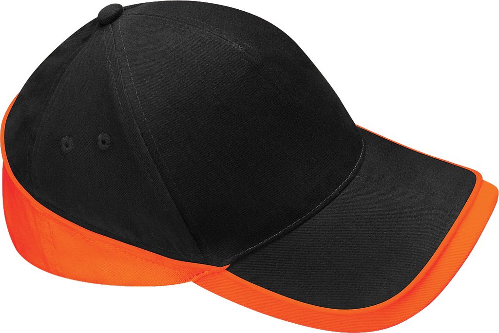 Beechfield Uni Baseballkappe Teamwear Competition (2 Stück/Packung) RW6722 (Einheitsgröße) (Schwarz/Orange)