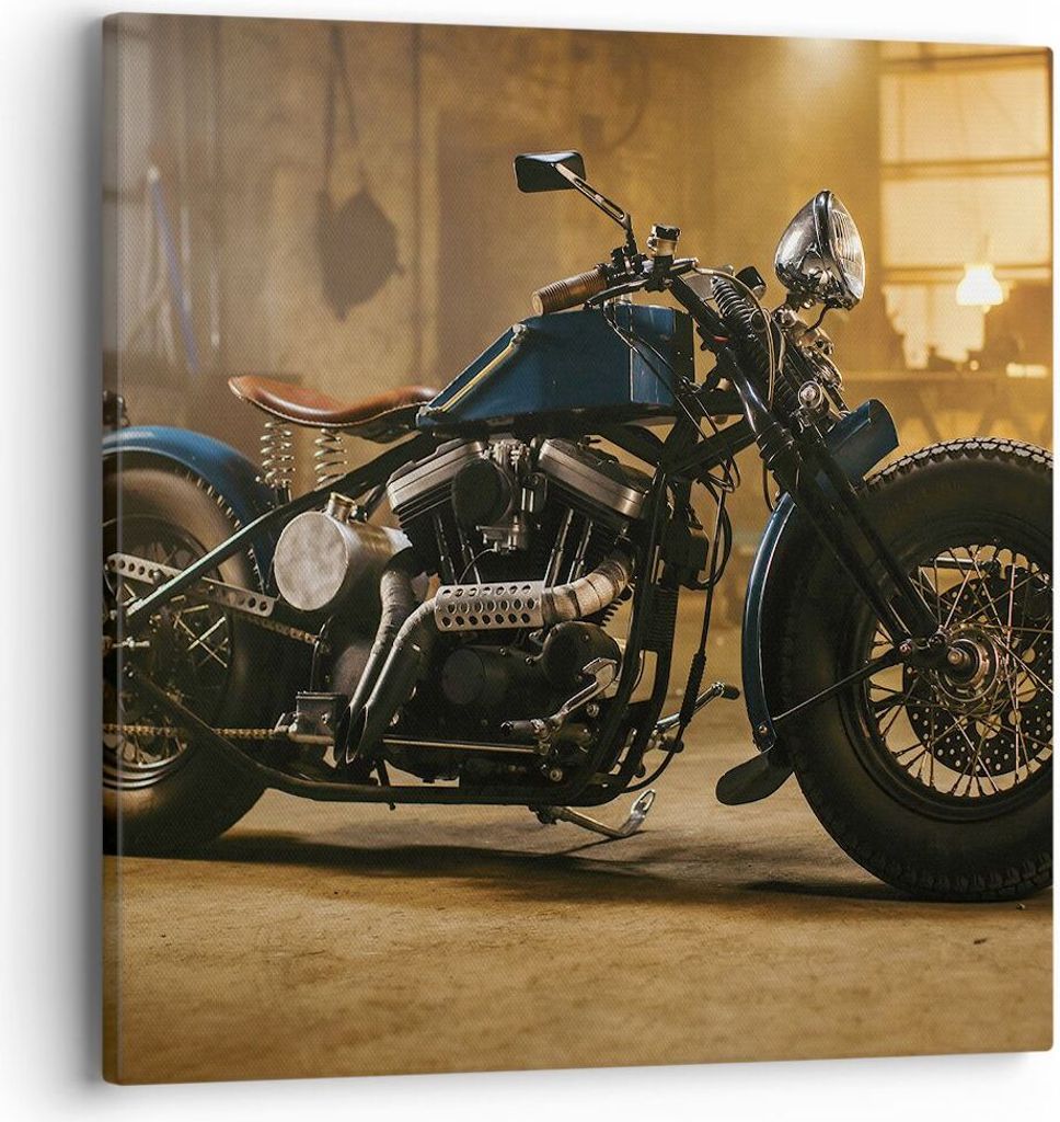 Bild auf Leinwand - Leinwandbild - Einteilig - Harley-Davidson Motorrad Motor - 40x40cm - Wand Bild - Wanddeko - Wandbilder - Leinwanddruck - Bilde...