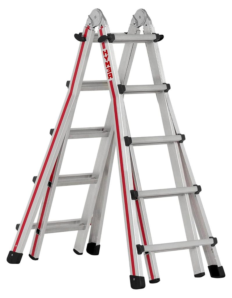 Teleskopleiter 4x5 Stufen (max. Höhe 4,10 Meter, geeignet für Treppenstellung)