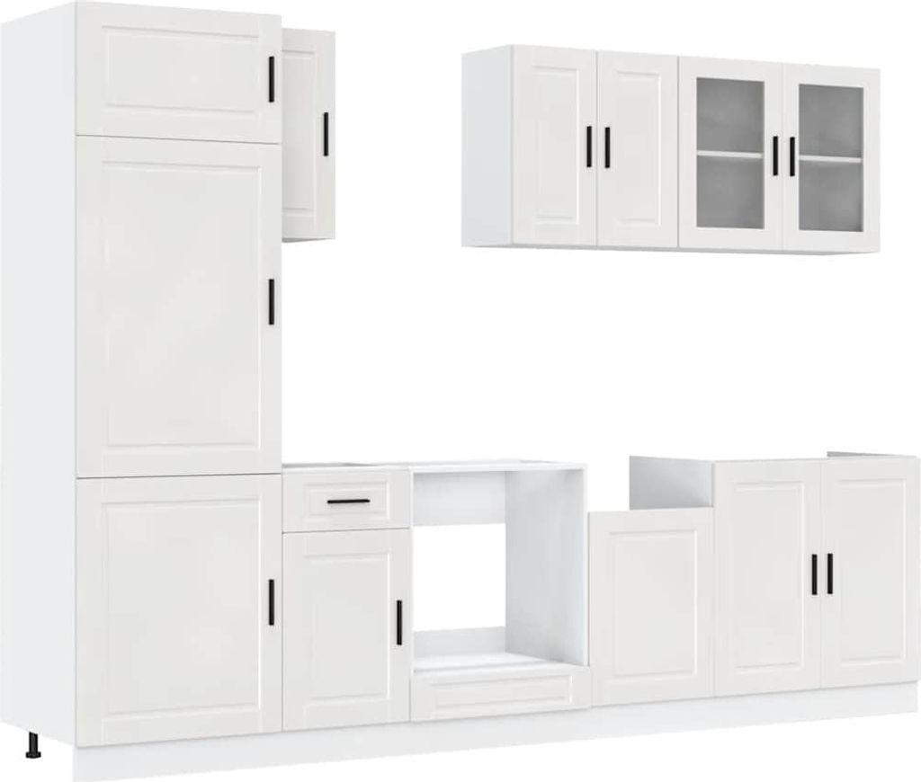 8-tlg. Küchenschrank-Set Porto Hochglanz-Weiß Holzwerkstoff