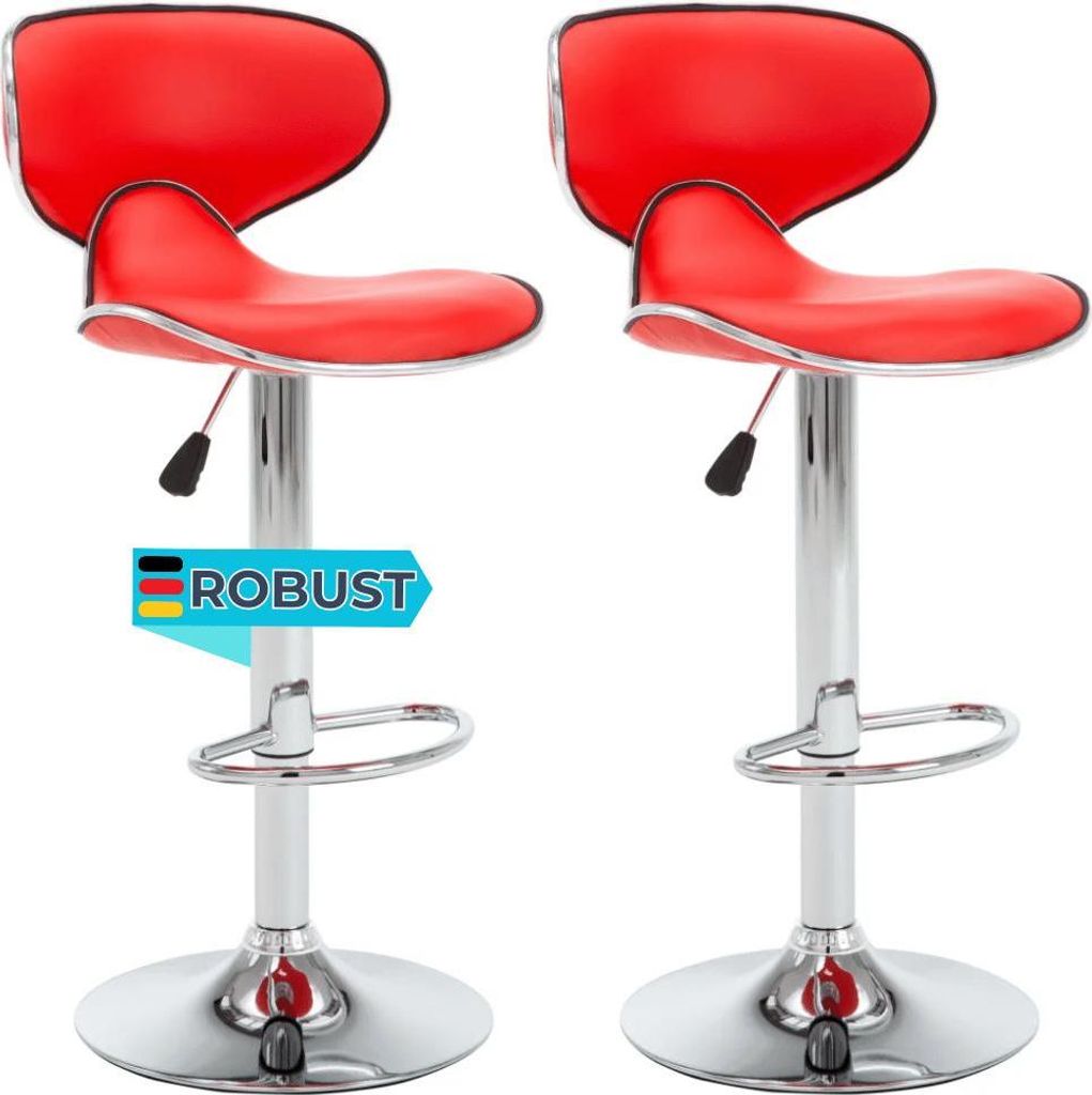 Barhocker SUPRI höhenverstellbar 2er Set Rot Kunstleder | Barstühle drehbar Küchenhocker Thekenhocker für Küche Hausbar