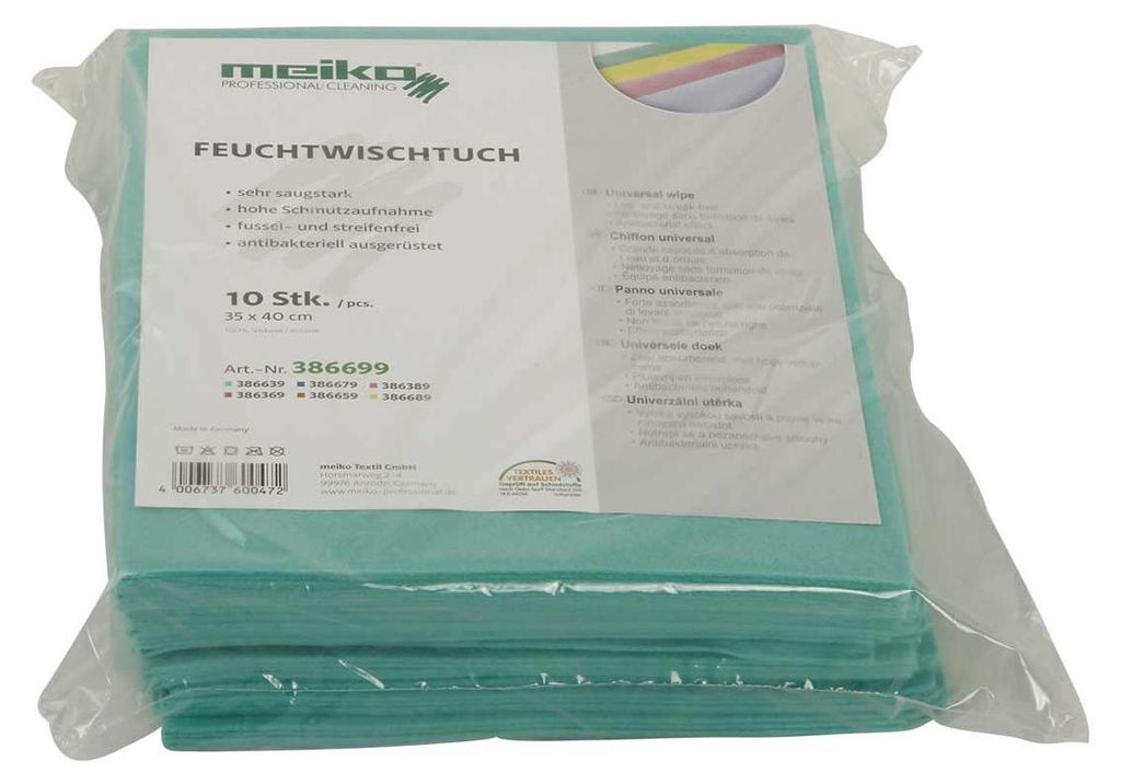 10er Pack beschichtetes Meiko Feuchtwischtuch 35 x 40 grün Produktbild 