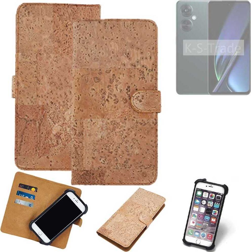 K-S-Trade Hülle kompatibel mit Oppo K11x Kork Handyhülle Cover Schutzhülle TPU Case Bumper in Hellbraun, (1x)
