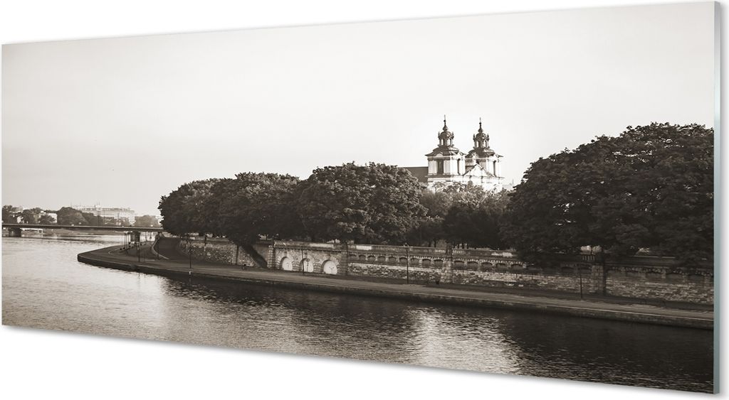 Glasbilder 125x50 Wandkunst Krakow Flussbrücke