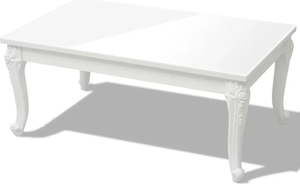 Table Basse Blanc Brillant 100x60x42 cm Surface Laquée Facile à Nettoyer
