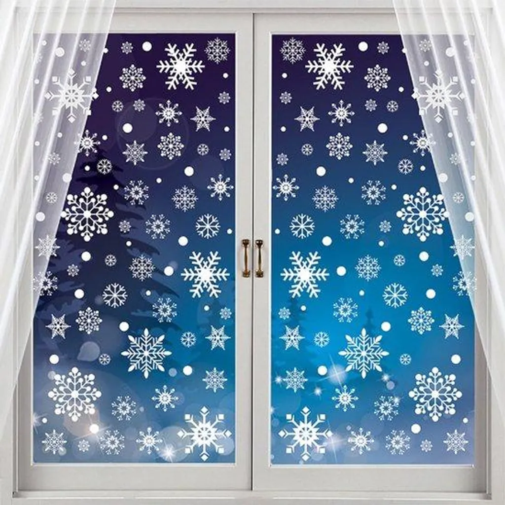 Décoration Noël pour fenêtres : Film adhésif blanc PVC effet neige 2m x 45cm