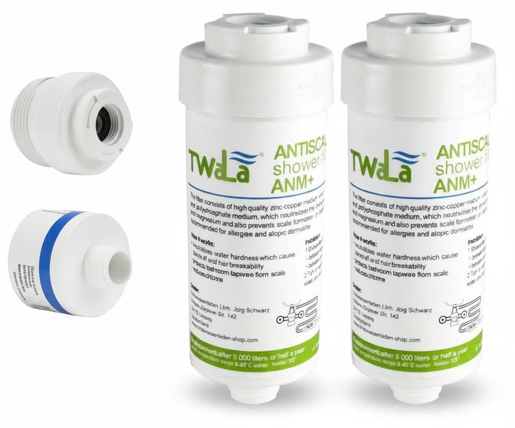 2x TWaLa Duschfilter Weiss Wasserfilter gegen Kalk/Chlor Shower filter AWF-SWR-P
