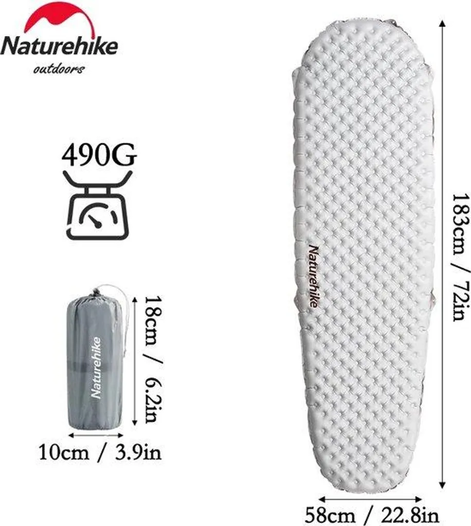 Matelas de trekking une personne 183x58 cm léger et confortable