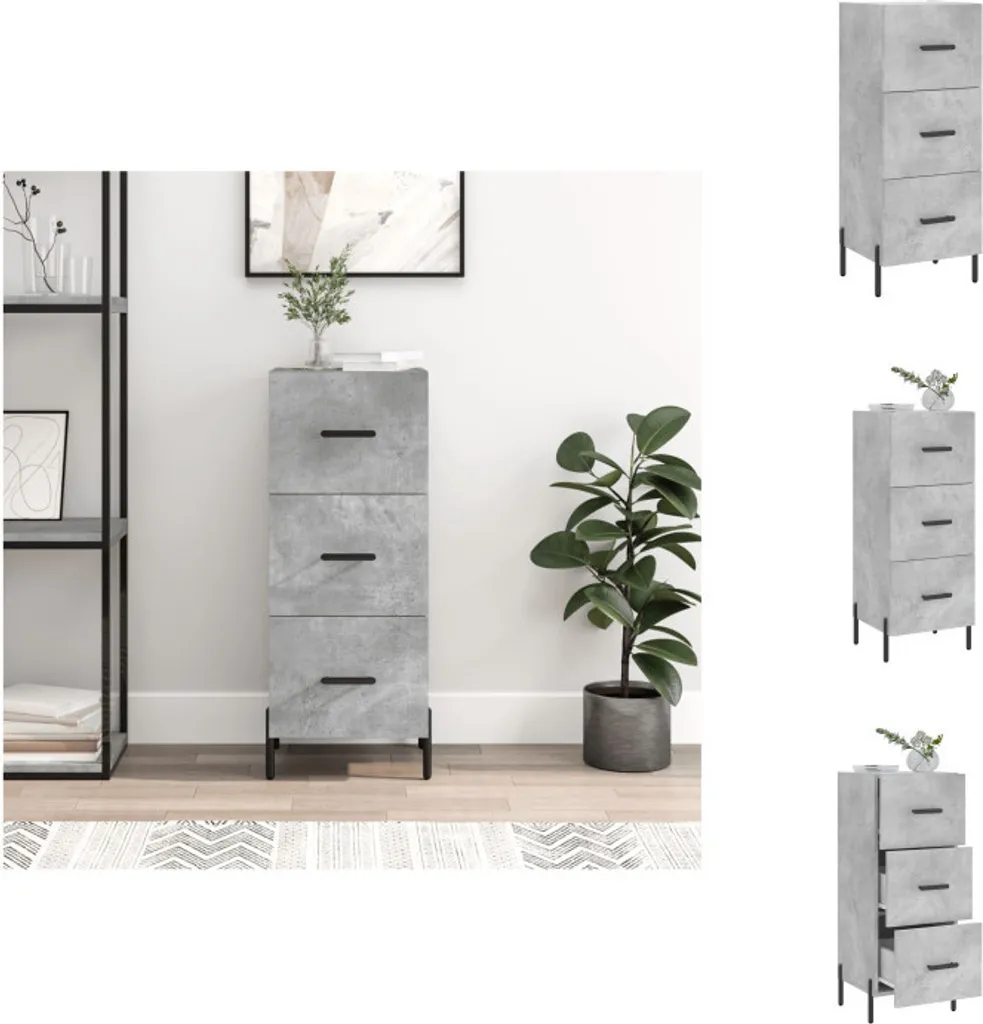 vidaXL Credenza grigio cemento 34,5x34x90 cm in legno - Credenze