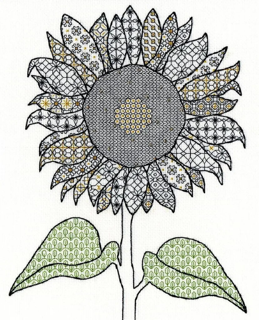 Tableau à broder Tournesol pour décoration murale - Point de croix DIY