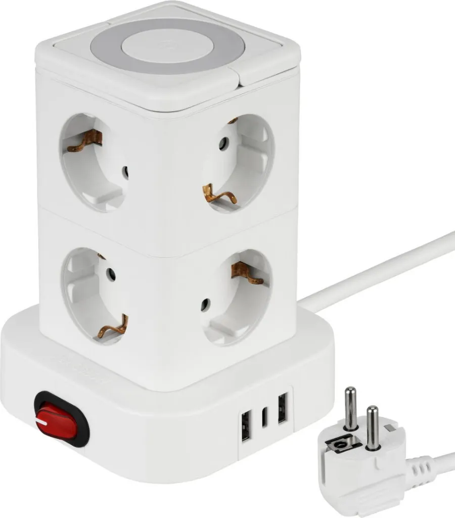 Ciabatta elettrica a 8 prese I USB-A USB-C I Luce LED