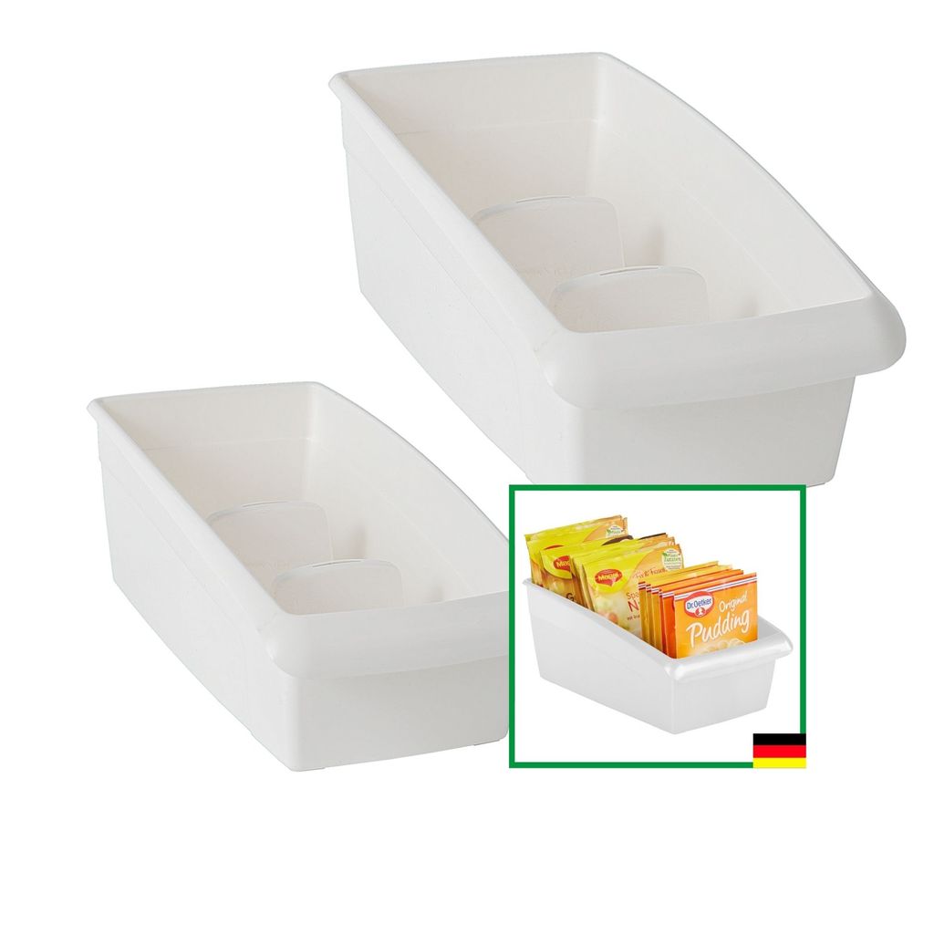 Novaliv Suppentütenboxen Set - 25 x 12 cm und 25 x 16 cm WEISS - Gewürzaufbewahrung Box - Ordnungssystem für Schubladen - Aufbewahrung & Organis...