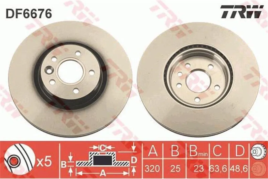 2 Disques de Frein TRW DF6676S pour Volvo V40 et V50 - Qualité OEM 280mm