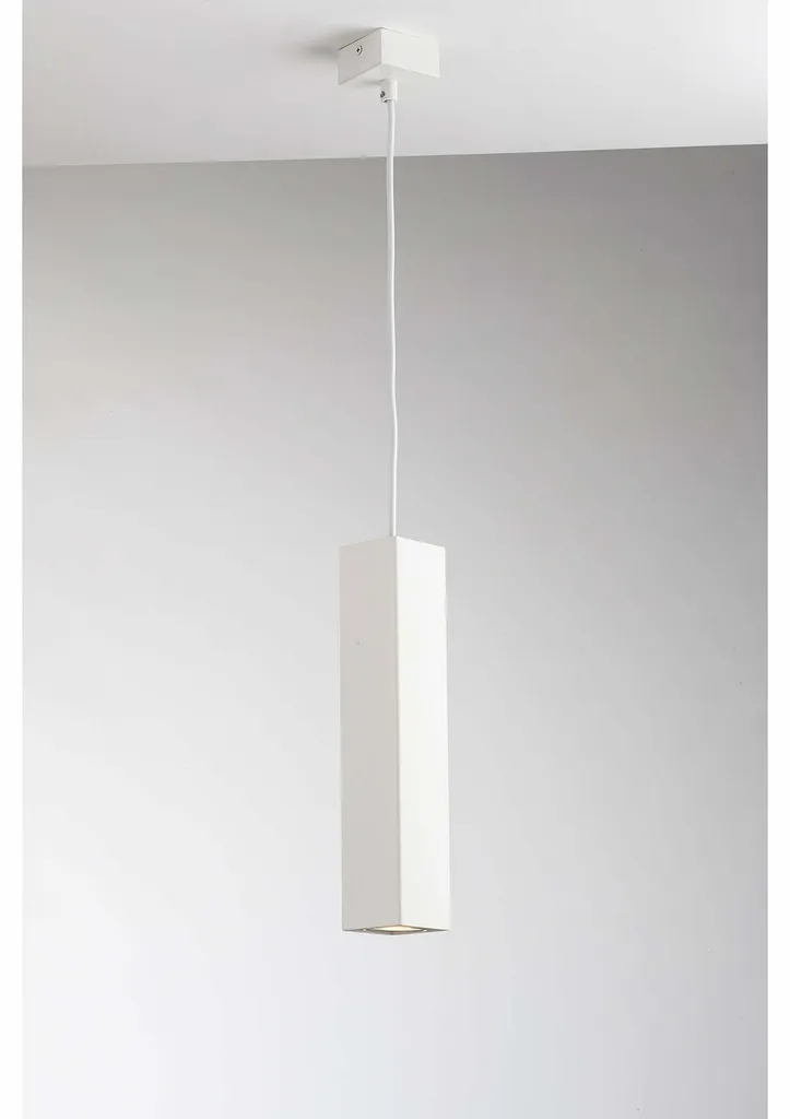 Suspension carrée FLUKE en métal blanc 30 cm pour plafond bas