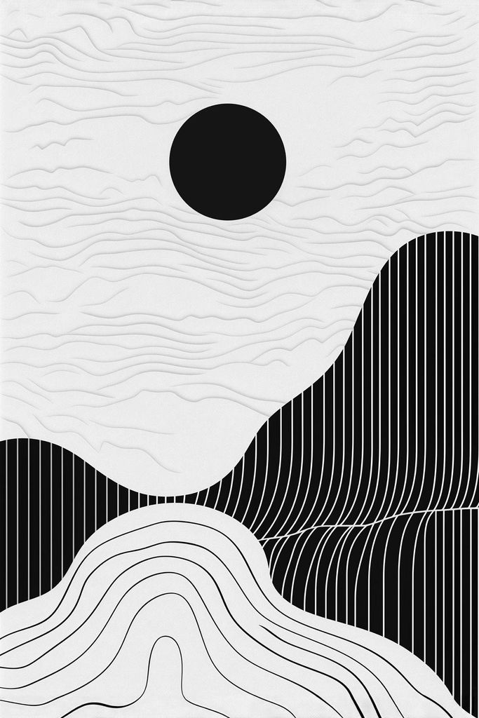 TADESSI Leinwandbild Moderne Landschaften Schwarz Weiß - Wandbild 50 x 75 cm - Kunstdruck auf Leinwand in Schwarz Grau - M1-No.51805