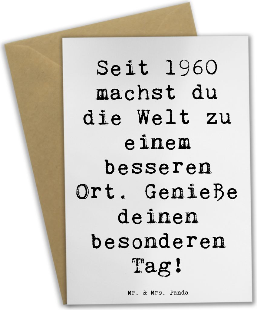 Mr. & Mrs. Panda Glückwunschkarte Spruch 1960 Geburtstag - Weiß - Geschenk, Alter, osterkarten, osterkarte, Seit, hochzeitskarten, runder, Glück...