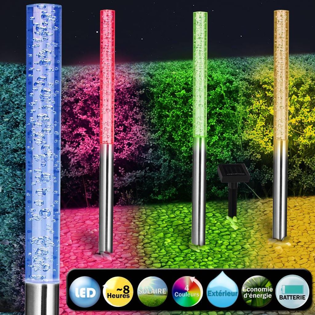 DEUBA® Lot de 4 lampes solaires extérieur multicolore Image du produit 