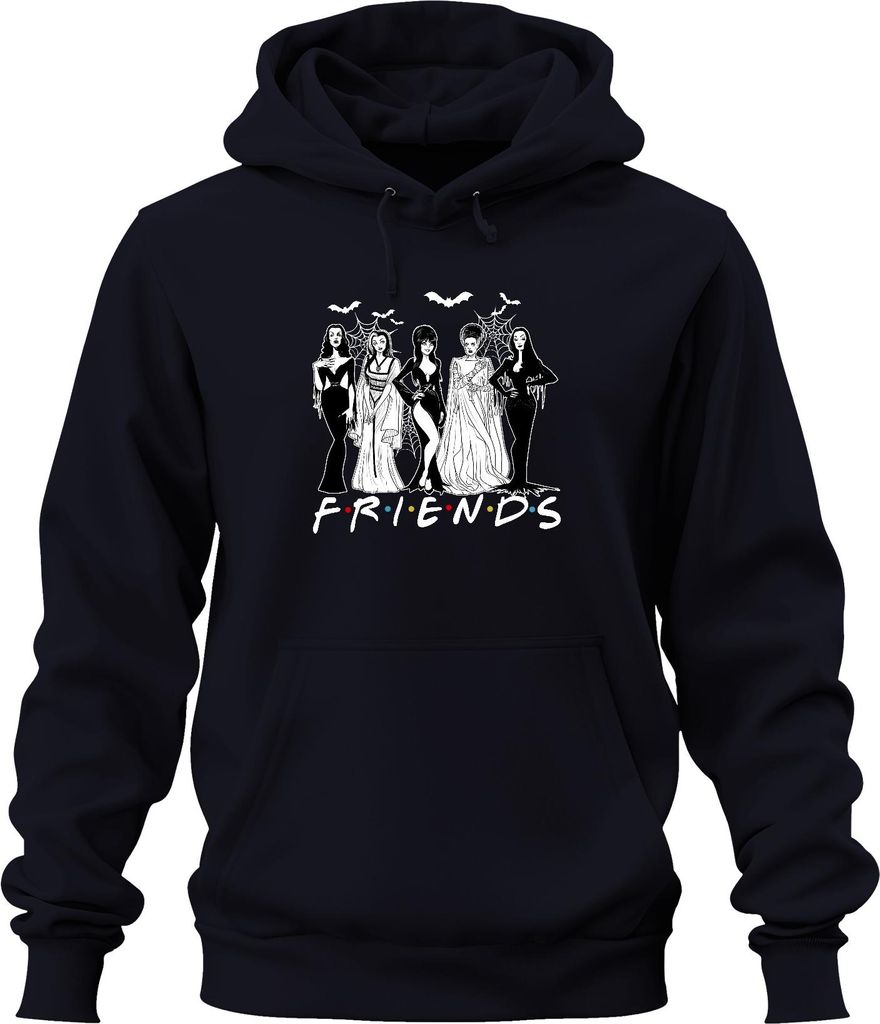 FRIENDS Halloween Gothic Vampirinnen Braut Munster Spinnenweben Uni Hoodie Kapuzenpullover, Navy, L
