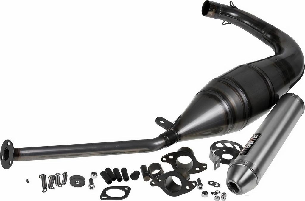 Giannelli Auspuffanlage Strada mit Zulassung, Aluminium kompatibel mit Aprilia RS 125 94-10 / Tuono 125 03-04