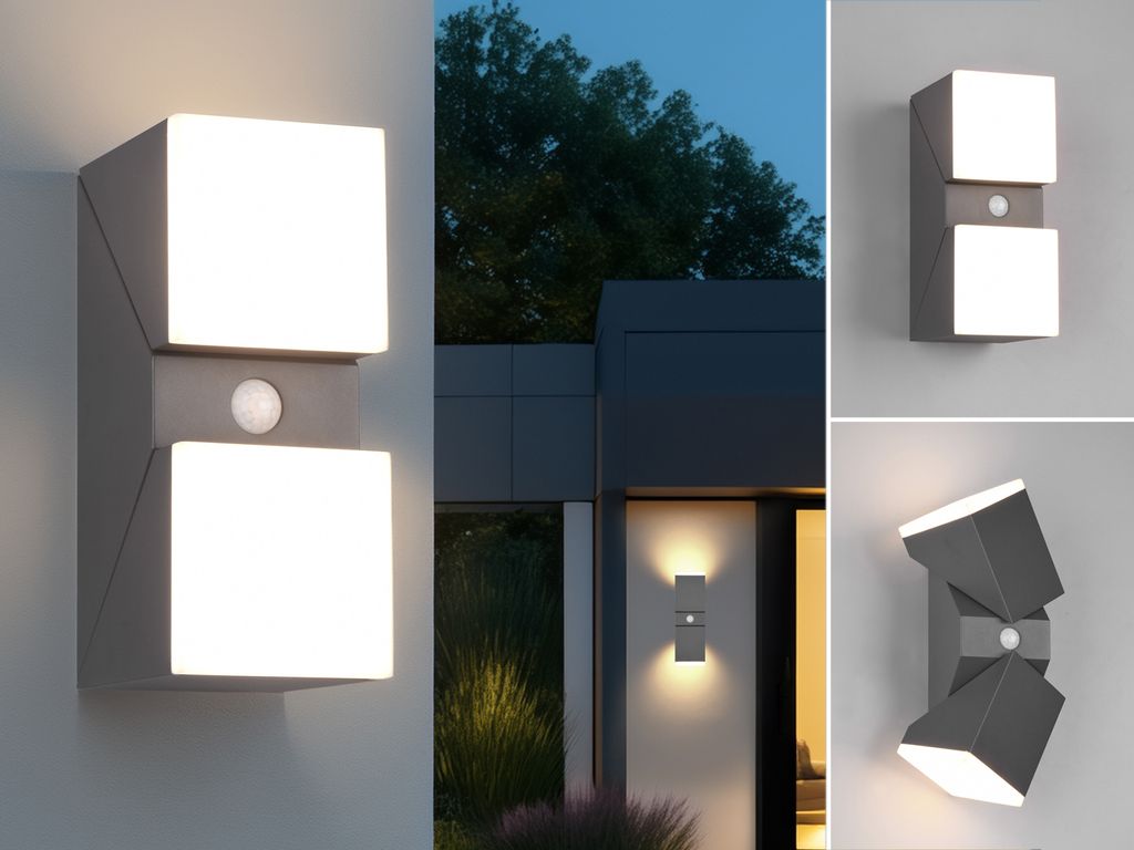 2-er Set schwenkbare LED Außenwandleuchten mit Produktbild 