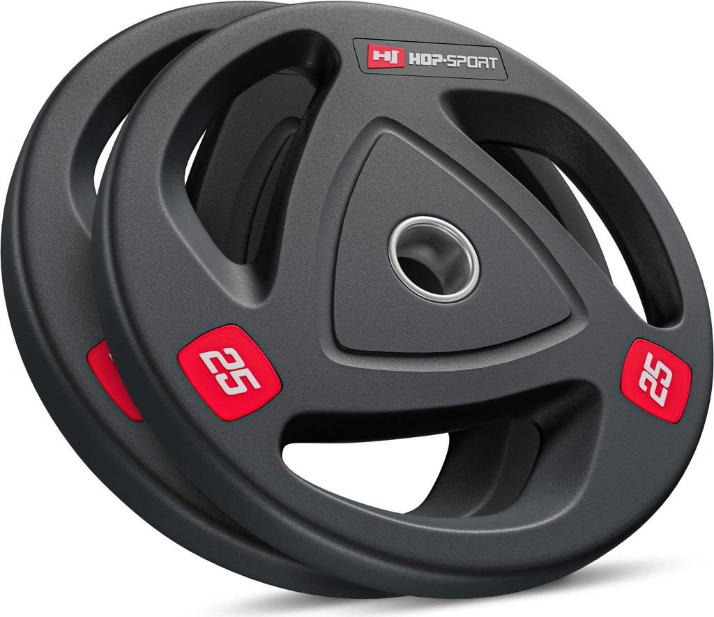 Hop-Sport 50 kg Profi Studio Gusseisen Olympia Hantelscheiben Set 50mm gummiert Guss Gewichte Hantel Set 50/51 mm Bohrung 2x25 kg