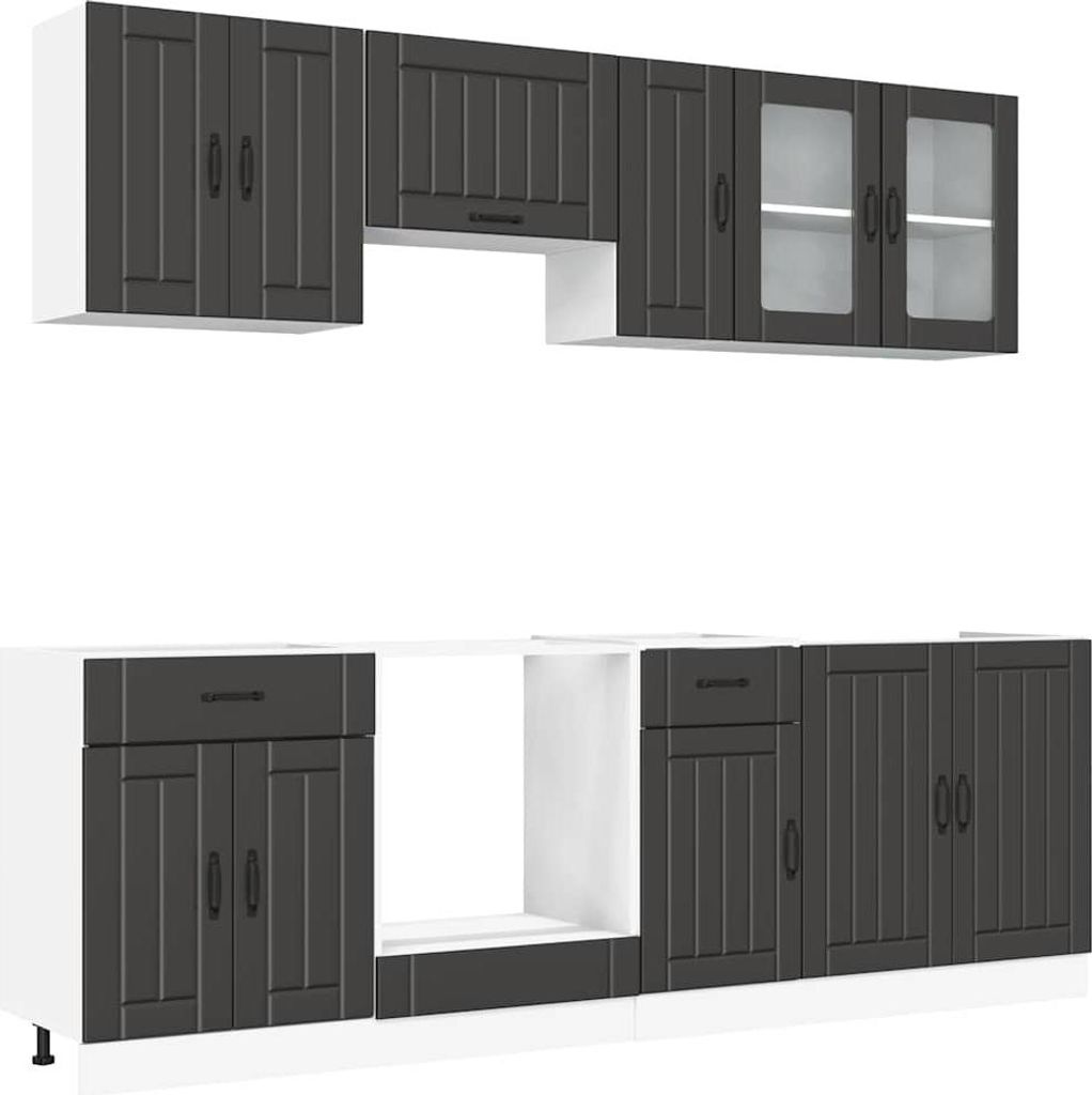 vidaXL 8-tlg. Küchenschrank-Set Kalmar Schwarz Produktbild 