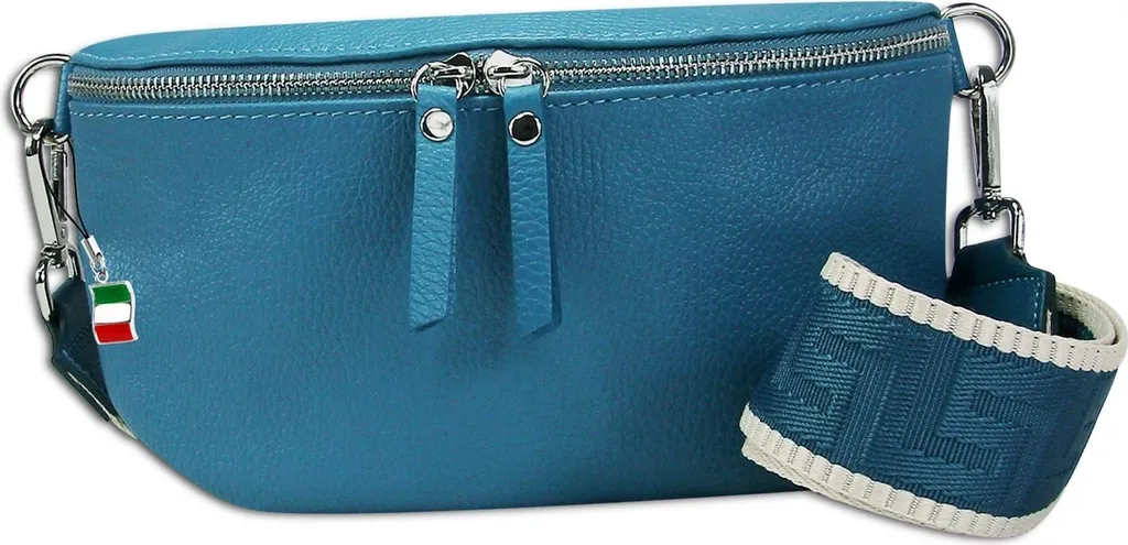 Sac banane en cuir bleu et multicolore Florence pour look tendance