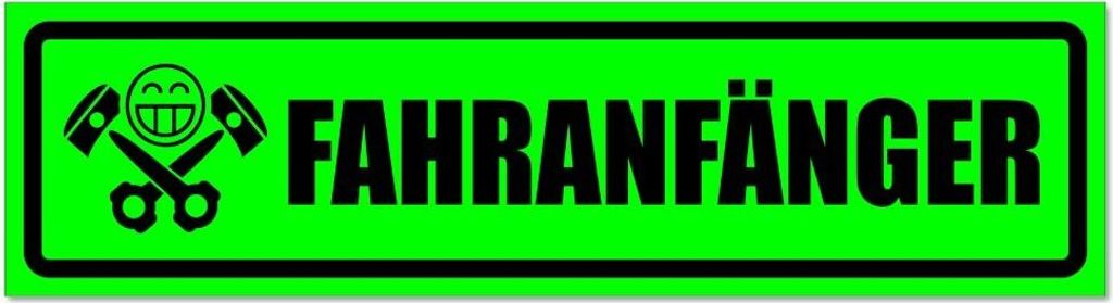 Kiwistar - Autoaufkleber - Grün - Schwarz - 45 x 12 cm - Fahranfänger Kolben invertiert - Hinweis Aufkleber Sticker für Auto, Kfz, Fahrrad, PKW,...