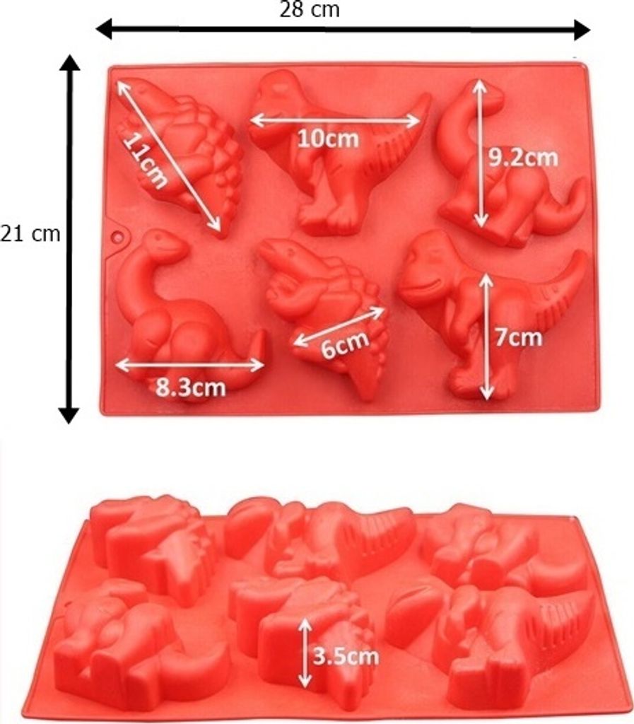 GKA XL Silikonform Dino für 6 Dinosaurier Silikon Backform Produktbild 7