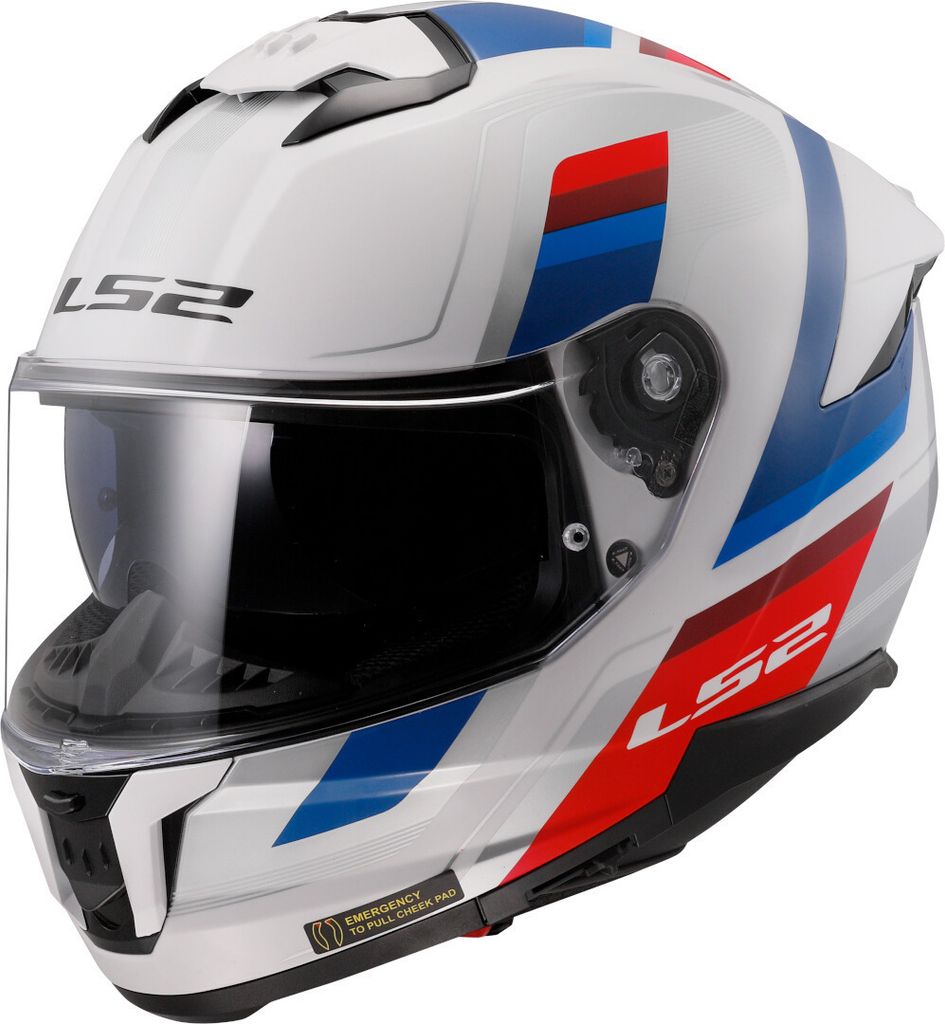 LS2 FF808 Stream II Vintage Helm, weiß/blau/rot, M (57/58) Produktbild 