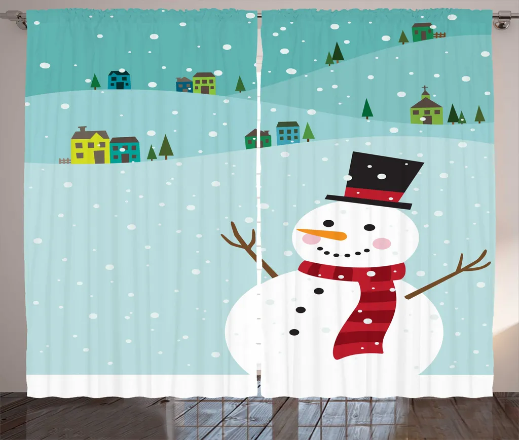 ABAKUHAUS Rideau Bonhomme de Neige 280 x 225 cm Multicolore à Crochets
