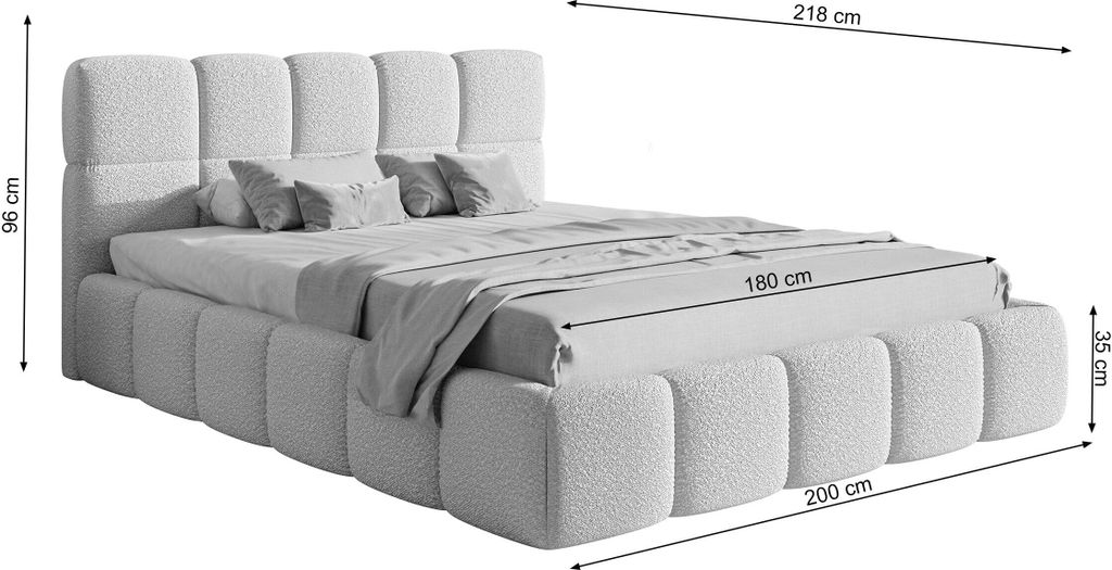 Selsey Cloudy - Bett mit Polsterrahmen, Boucle-Bezug in Produktbild 7