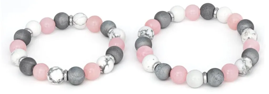 Duo de bracelets maman enfant en pierres naturelles jade et agate