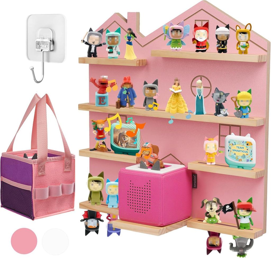 Tonie House Regal für Toniebox, Toniebox Wandregal für all Ihre Tonie-Accessoires, magnetische schwebende Holzregale, kompatibel mit dem Toniebox...