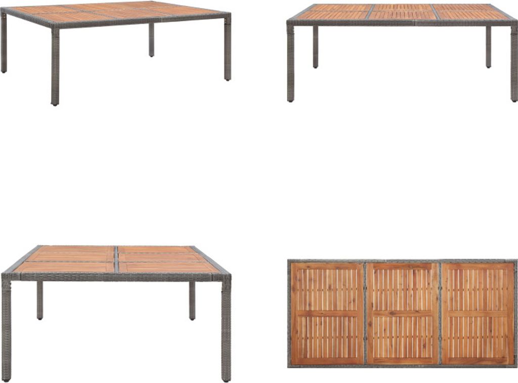 vidaXL Gartentisch Grau 200x150x74cm Poly Rattan und Akazie Massivholz - Gartentisch - Gartentische - Outdoor-Tisch - Outdoor-Tische