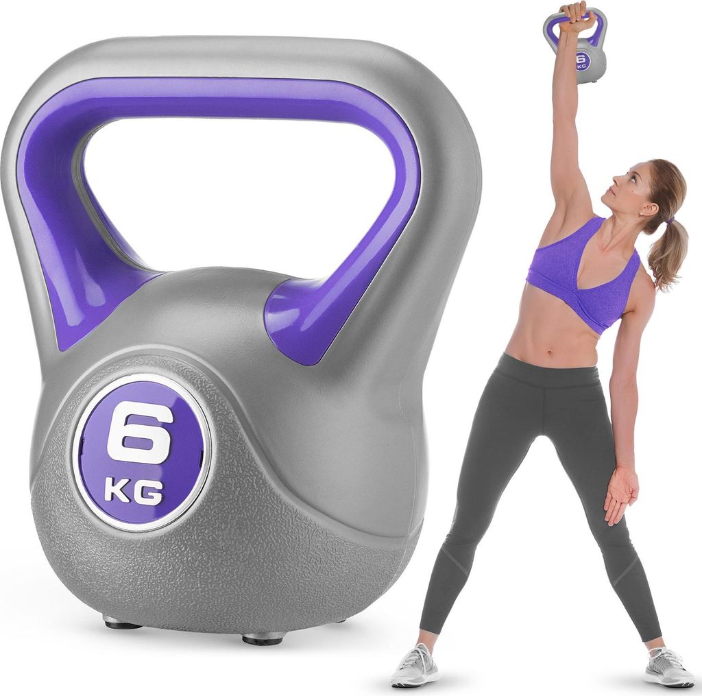 Gymtek Kettlebell Hantel - 6kg Gewicht - Kugelhantel, Schwunghantel, Kugelgewicht für Home Gym, Fitness, Pilates, Krafttraining