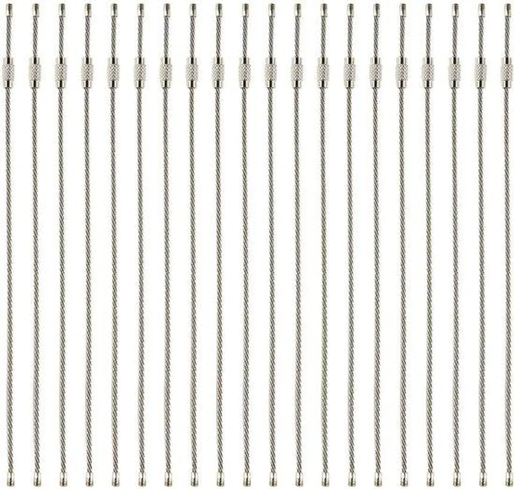 Porte-clés en fil métallique lot de 20 câbles robustes en acier inox 15cm