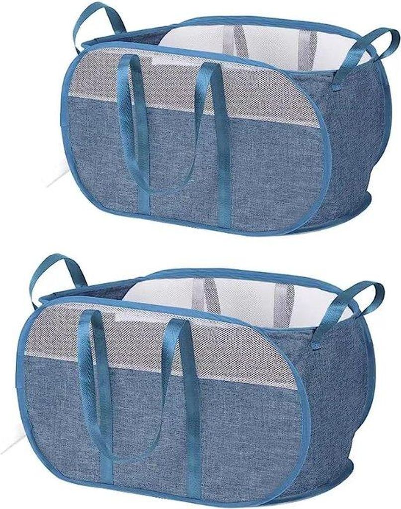 Opvouwbare wasmand, grijs, met honingraatgaas, ruimtebesparend, geschikt voor wasruimte, reizen