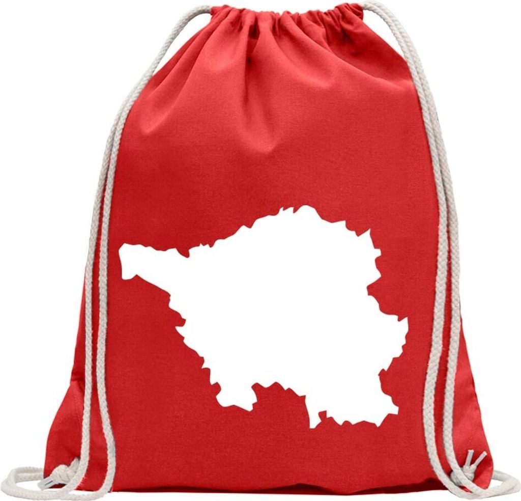Kiwistar - Turnbeutel - rot - Saarland Deutschland Silhouette - Fun Rucksack Sport Beutel Gymsack Baumwolle mit Ziehgurt