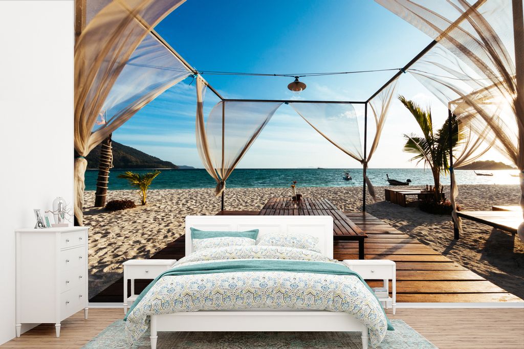 MuchoWow Fototapete für Wohnzimmer oder Schlafzimmer Wandtapete Vinyl Motivtapete Strand - Luft - Meer - 525x350 cm - Das Hintergrundbild