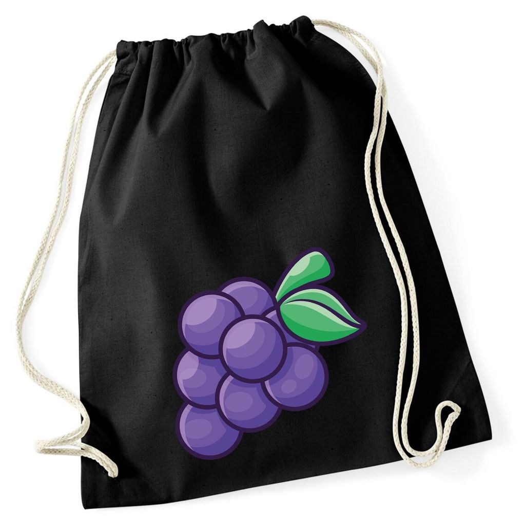 Huuraa Turnbeutel Traube Comic 12 Liter Black Baumwolle Rucksack Geschenkidee