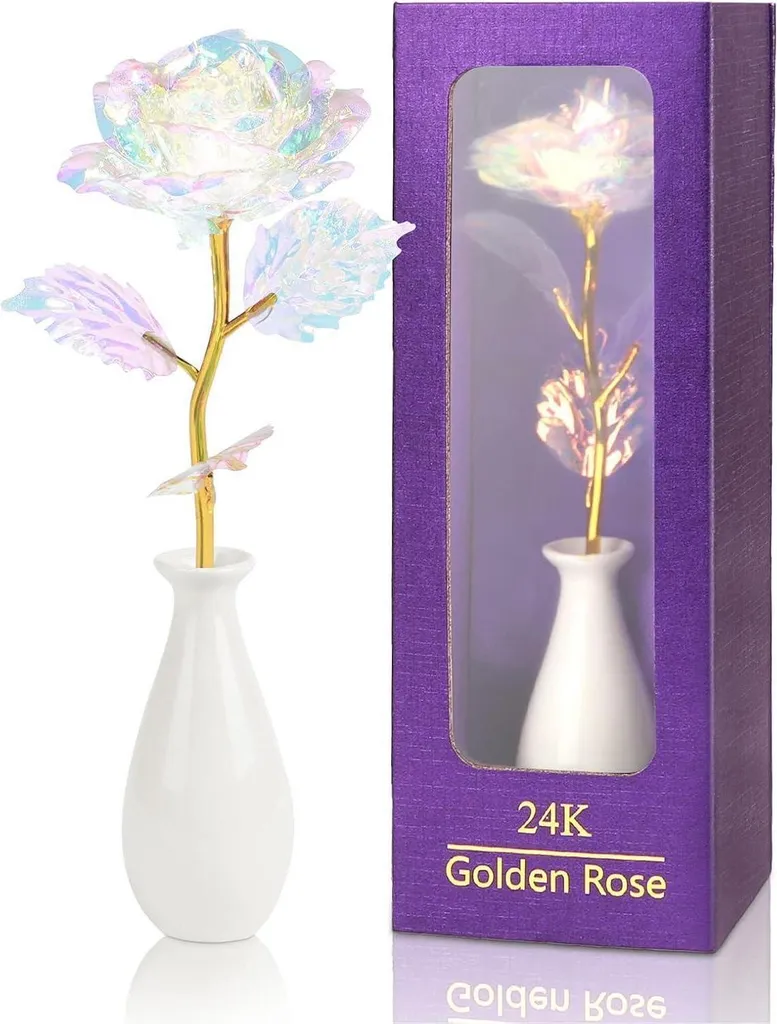 Rosa Eterna Oro 24K ADAZ: Regalo Mamma Festa della Mamma con Vaso