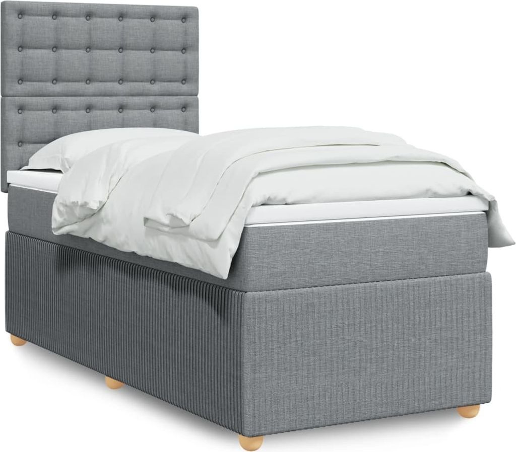 Maison Exclusive - Boxspringbett mit Matratze Hellgrau 90x190 cm Stoff