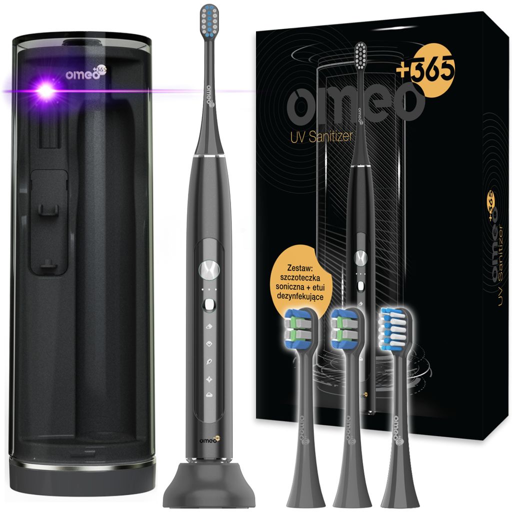 OMEO | Schallzahnbürsten +365 Set - Schwarz und Rosa - UV Produktbild 